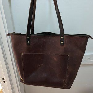 portland leather -- medium tote bag, cognac